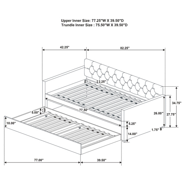 Sterling Metal Twin Daybed with Trundle Dark Bronze