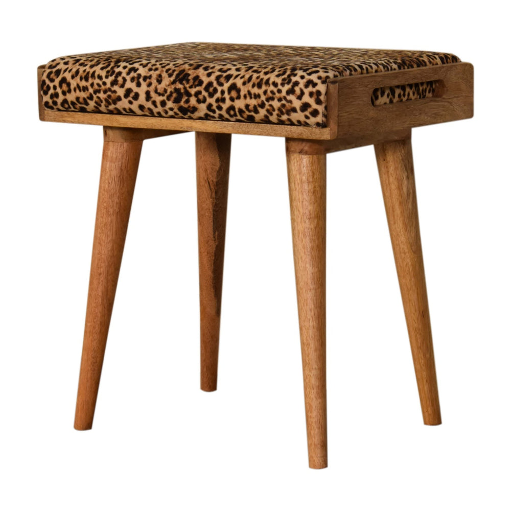 Aluna Leopard Velvet Tray Style Footstool