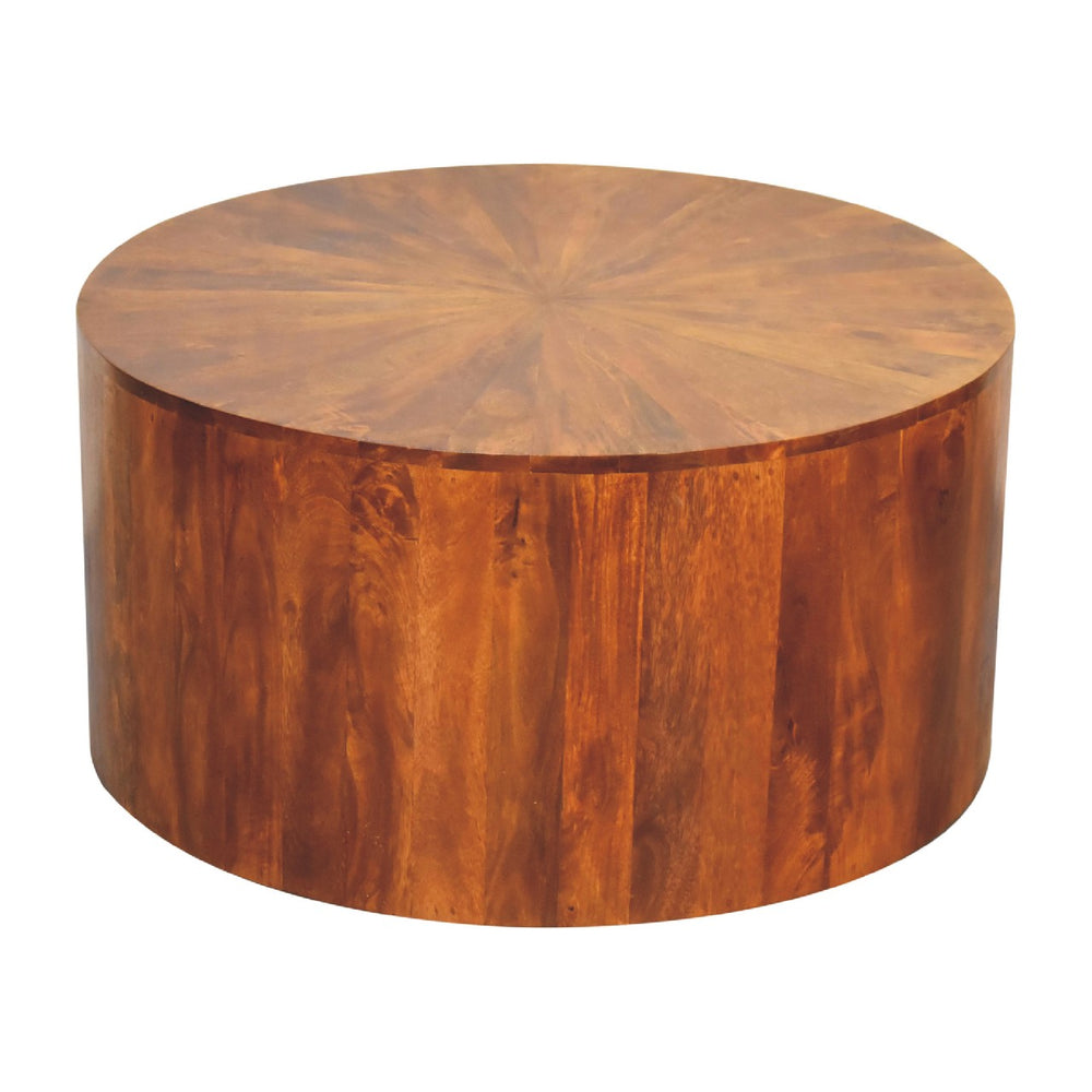 Aluna Chestnut Round Wooden Coffee Table