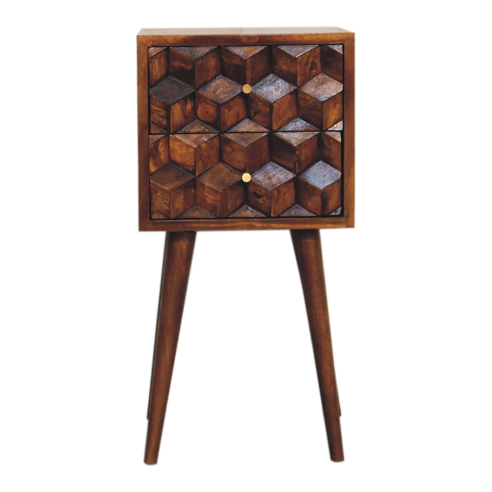 Aluna Mini Chestnut Cube 2 Drawer Nightstand