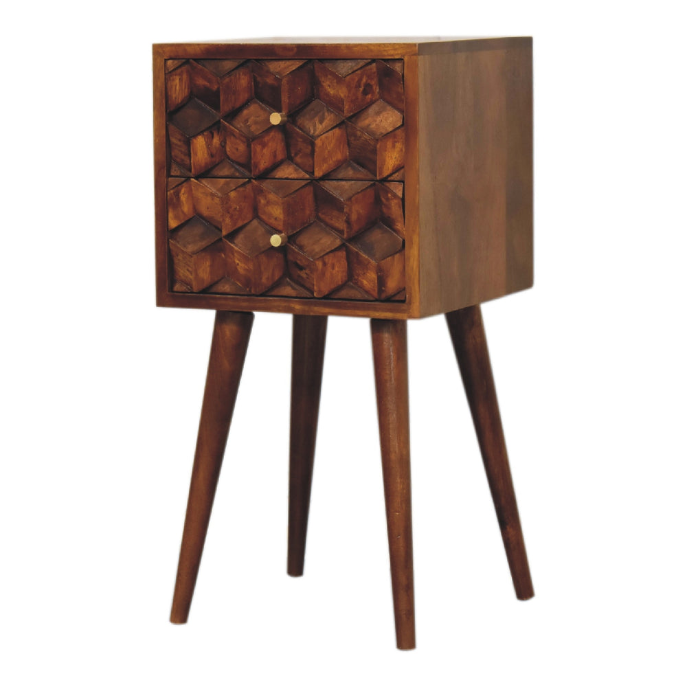 Aluna Mini Chestnut Cube 2 Drawer Nightstand