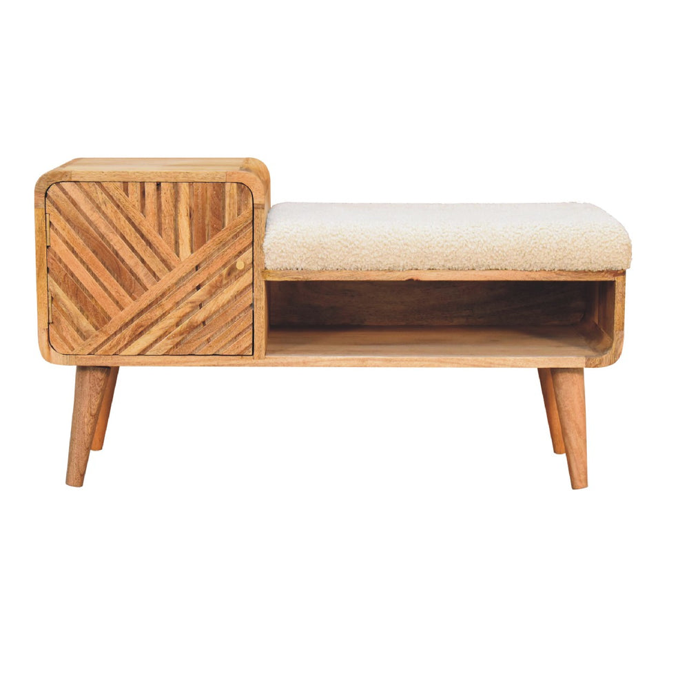 Aluna Boucle Carved Telephone Bench