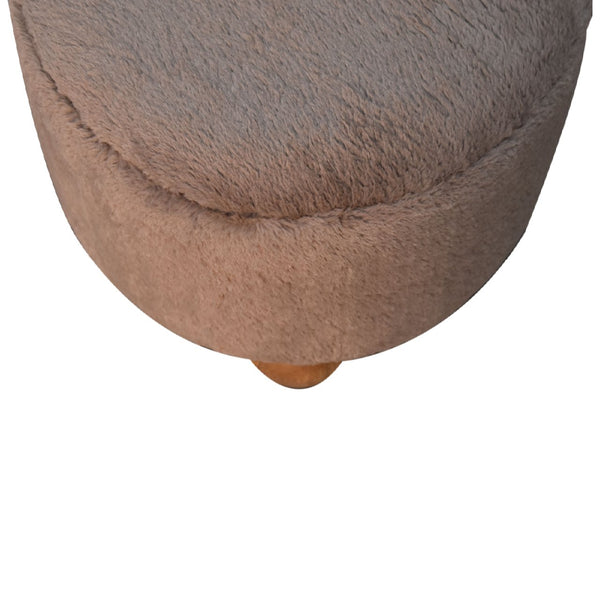Aluna Mocha Faux Fur Round Ball Footstool