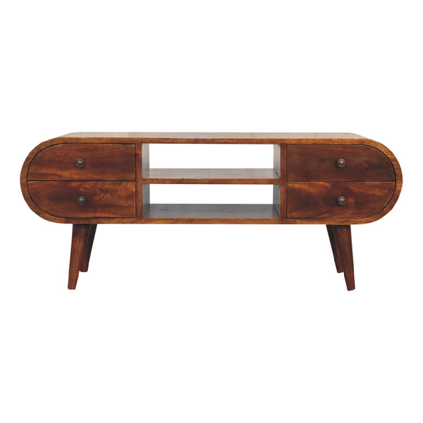 Aluna Chestnut Circular TV Stand