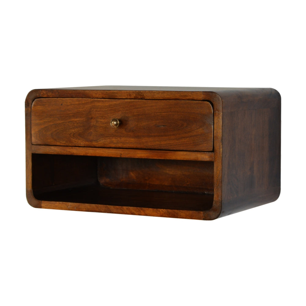 Aluna Chestnut Curve Floating Nightstand