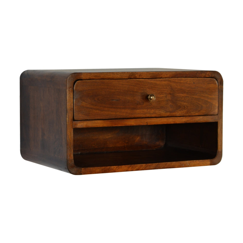 Aluna Chestnut Curve Floating Nightstand