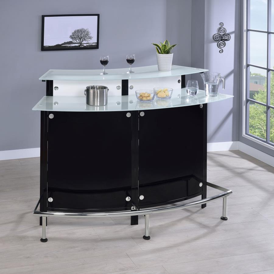 Keystone Curved Glass Top Home Bar Wine Cabinet Black | Black | 100139