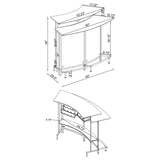 Keystone Curved Glass Top Home Bar Wine Cabinet Black | Black | 100139