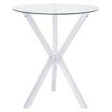 Denali Round 35-inch Glass Top Bistro Bar Table Chrome | King | Silver | Chrome | 100186