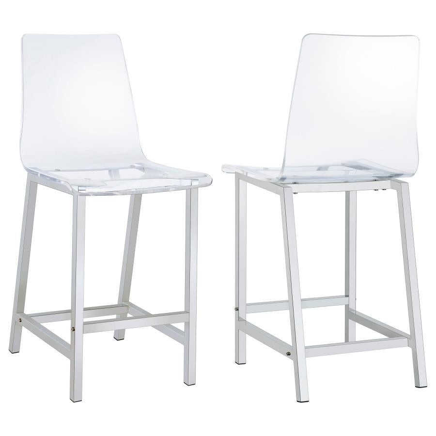Juelia Clear Acrylic Counter Chair Chrome (Set of 2) | Clear | 100265