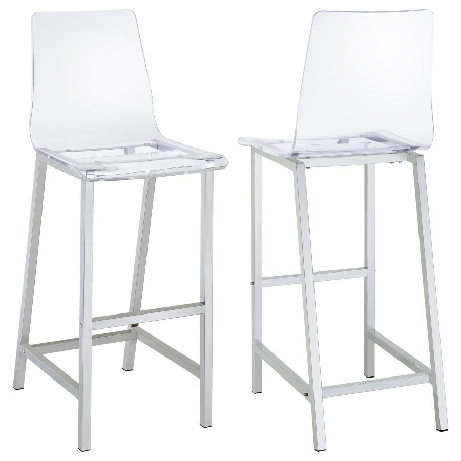 Juelia Clear Acrylic Bar Chair Chrome (Set of 2) | Clear | 100295