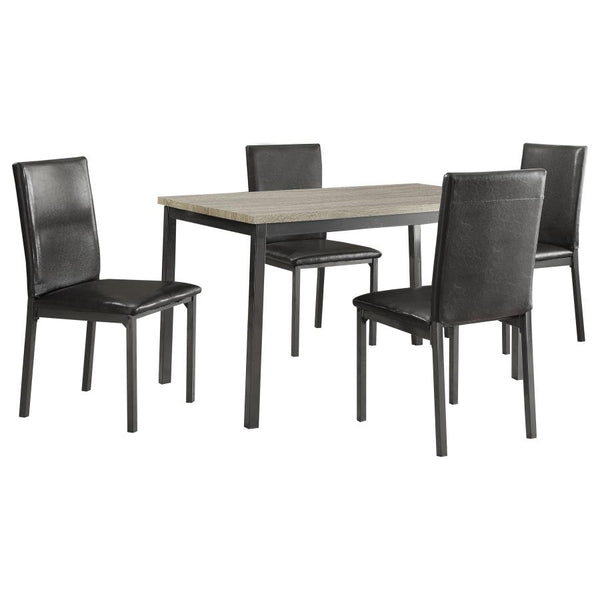 Garza 5-piece Rectangular Dining Table Set Black