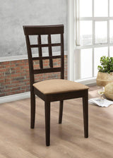 Gabriel Lattice Back Dining Side Chair Cappuccino (Set of 2) | Full | Brown | Cappuccino | 100772