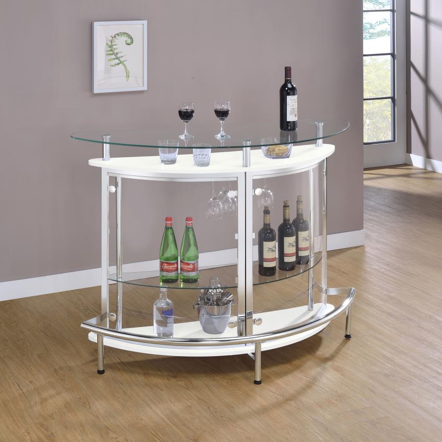 Amarillo Freestanding Glass Top Home Bar Wine Cabinet White | Full | White | 101066