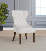 Baney Fabric Upholstered Dining Side Chair Cream and Dark Oak | Beige | Beige / Dark Oak | 104507DOK