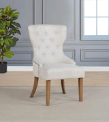 Baney Fabric Upholstered Dining Side Chair Beige and Rustic Honey | Beige | Beige / Rustic Honey | 104507