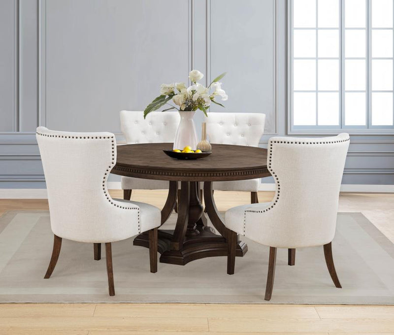 Ridgewell 5-piece Round Pedestal Dining Set Dark Oak