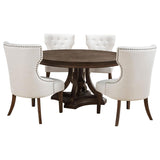 Ridgewell 5-piece Round Pedestal Dining Set Dark Oak | Brown | Dark Oak /Beige | 104600-S5