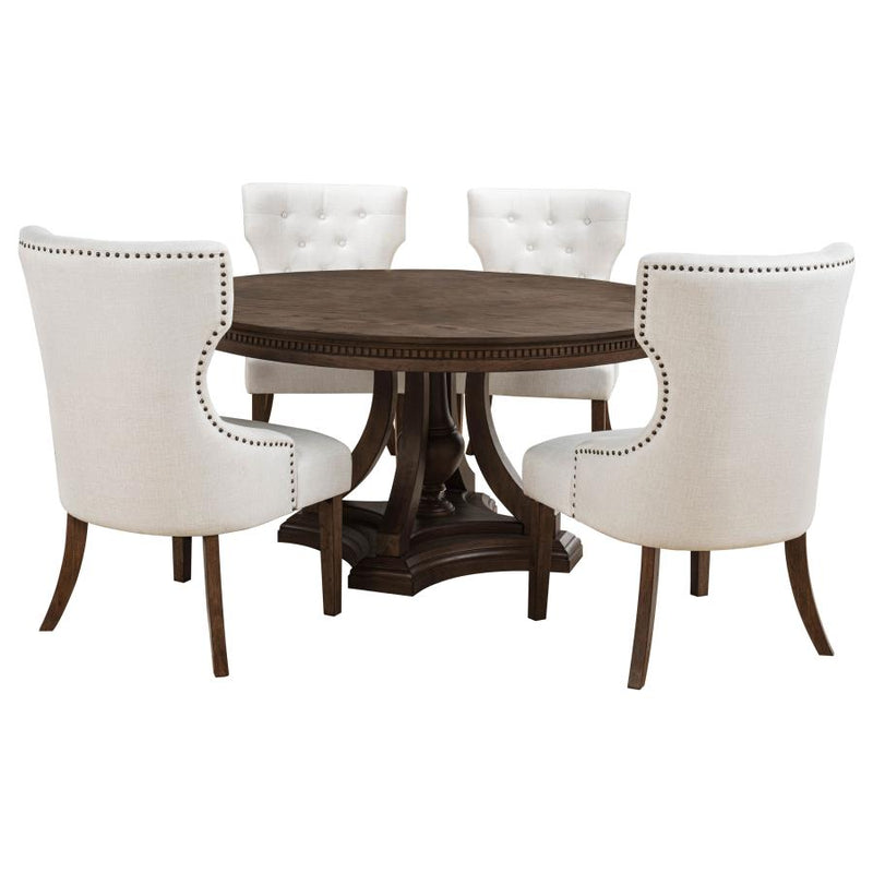 Ridgewell 5-piece Round Pedestal Dining Set Dark Oak