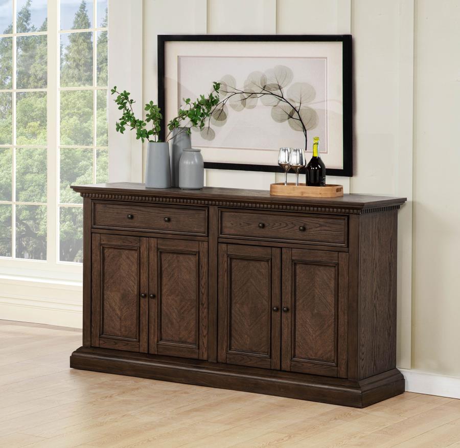 Ridgewell 2-drawer 4-door Dining Server Dark Oak | Brown | Dark Oak | 104605