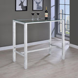 Tolbert Rectangular 47-inch Glass Top Pub Bar Table Chrome | Silver | Chrome | 104873