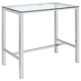 Tolbert Rectangular 47-inch Glass Top Pub Bar Table Chrome | Silver | Chrome | 104873