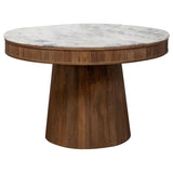 Ortega Round 46-inch Marble Top Wood Dining Table Natural | White | Natural | 105141