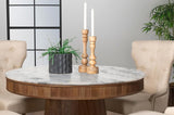 Ortega Round 46-inch Marble Top Wood Dining Table Natural | White | Natural | 105141