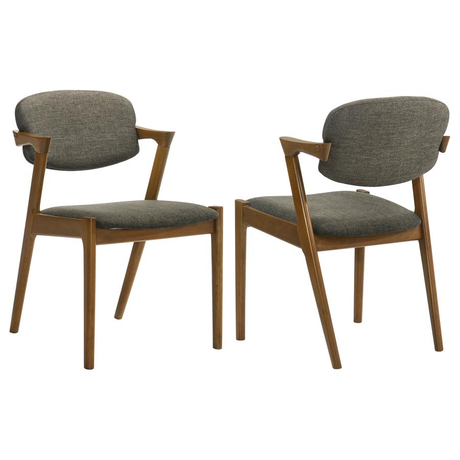 Malone Padded Wood Dining Arm Chair Dark Walnut (Set of 2) | King | Brown | Dark Walnut | 105352