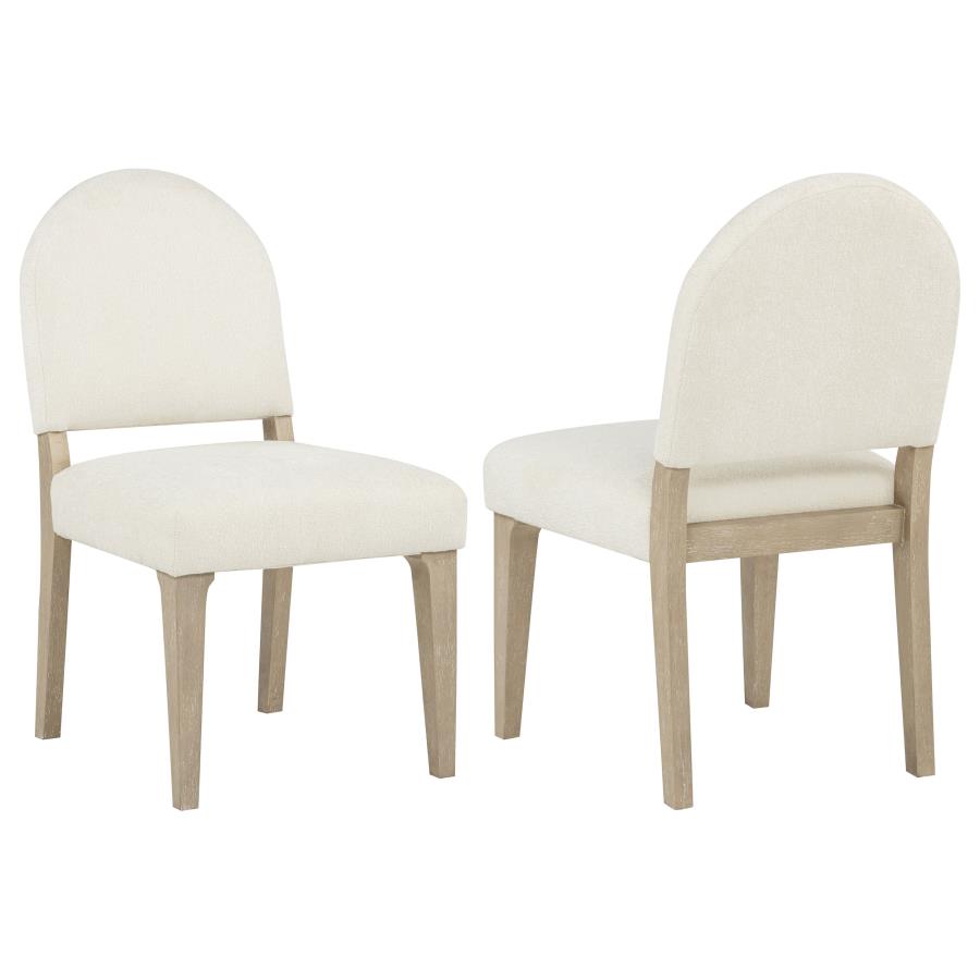 Lucaire Curved High Back Upholstered Dining Chair Cream (Set of 2) | Ivory | Cream / Sandstone | 105966