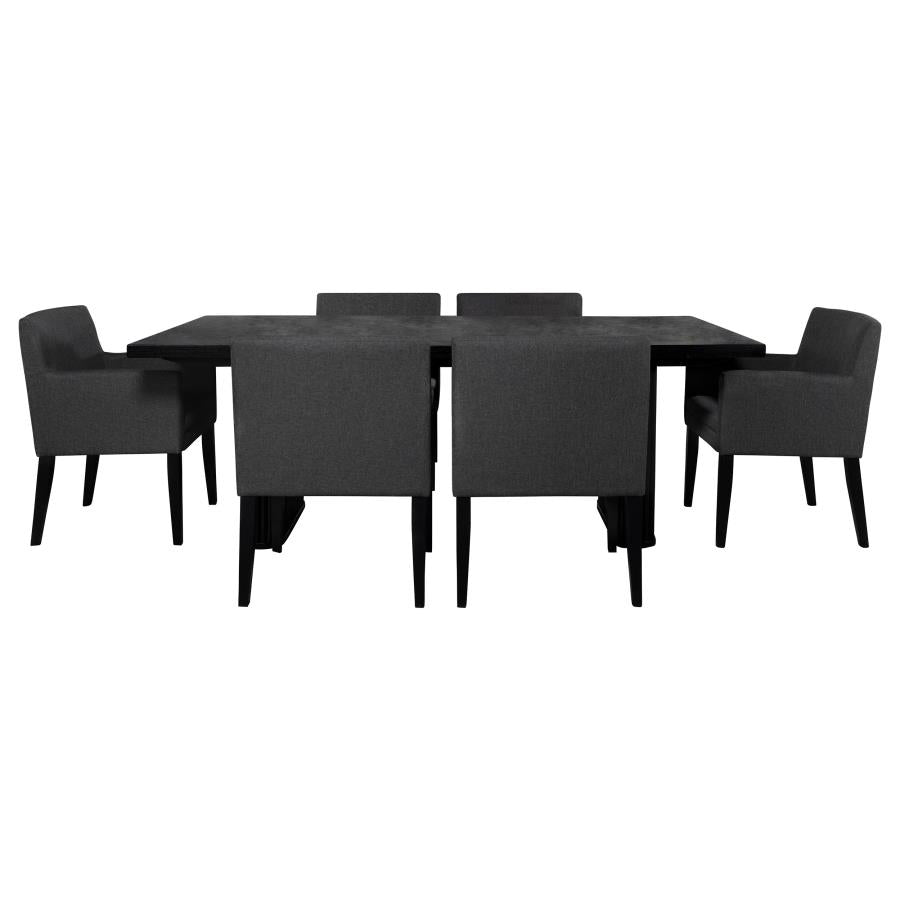 Catherine 7-piece Rectangular Dining Table Set Black