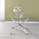 Beckham Round 46-inch Glass Top Dining Table Chrome | King | Silver | Chrome | 106440