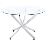 Beckham Round 46-inch Glass Top Dining Table Chrome | King | Silver | Chrome | 106440
