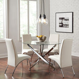 Beckham Round 46-inch Glass Top Dining Table Chrome | King | Silver | Chrome | 106440