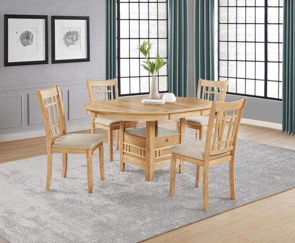 Lavon 5-piece Oval Extension Leaf Dining Set Light Oak