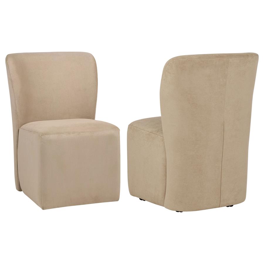 Jaelynn Upholstered Parsons Dining Side Chair Tan (Set of 2) | Full | Brown | Tan | 107052TAN