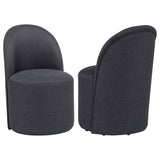 Aubrey Upholstered Barrel Dining Side Chair Charcoal (Set of 2) | Full | Grey | Charcoal | 107062CHAR
