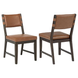 Tegan Faux Leather Upholstered Dining Side Chair Cognac (Set of 2) | Brown | Coffee Bean / Cognac | 107072