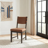 Tegan Faux Leather Upholstered Dining Side Chair Cognac (Set of 2) | Brown | Coffee Bean / Cognac | 107072