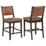 Tegan Faux Leather Upholstered Counter Height Chair Cognac (Set of 2) | Brown | Coffee Bean / Cognac | 107079
