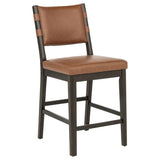 Tegan Faux Leather Upholstered Counter Height Chair Cognac (Set of 2) | Brown | Coffee Bean / Cognac | 107079