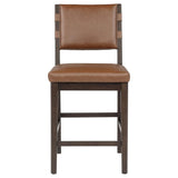 Tegan Faux Leather Upholstered Counter Height Chair Cognac (Set of 2) | Brown | Coffee Bean / Cognac | 107079