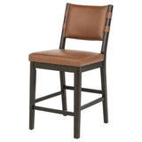 Tegan Faux Leather Upholstered Counter Height Chair Cognac (Set of 2) | Brown | Coffee Bean / Cognac | 107079