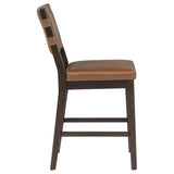 Tegan Faux Leather Upholstered Counter Height Chair Cognac (Set of 2) | Brown | Coffee Bean / Cognac | 107079