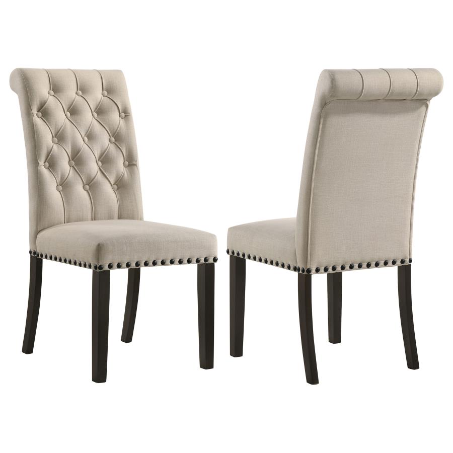 Alana Upholstered Dining Side Chair Beige Smokey Black (Set of 2) | Beige | Beige / Smokey Black | 107286