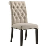 Alana Upholstered Dining Side Chair Beige Smokey Black (Set of 2) | Beige | Beige / Smokey Black | 107286