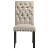Alana Upholstered Dining Side Chair Beige Smokey Black (Set of 2) | Beige | Beige / Smokey Black | 107286