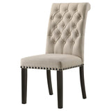 Alana Upholstered Dining Side Chair Beige Smokey Black (Set of 2) | Beige | Beige / Smokey Black | 107286