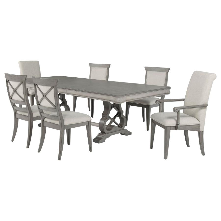 Cresswell 7-piece 104-inch Extension Dining Set Weathered Taupe | Beige | Weathered Taupe / Weathered Tan | 107451-S7