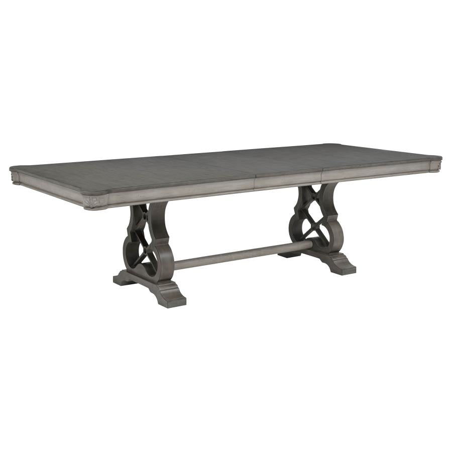 Cresswell 104-inch Double Pedestal Extension Dining Table Weathered Taupe | Beige | Weathered Taupe / Weathered Tan | 107451